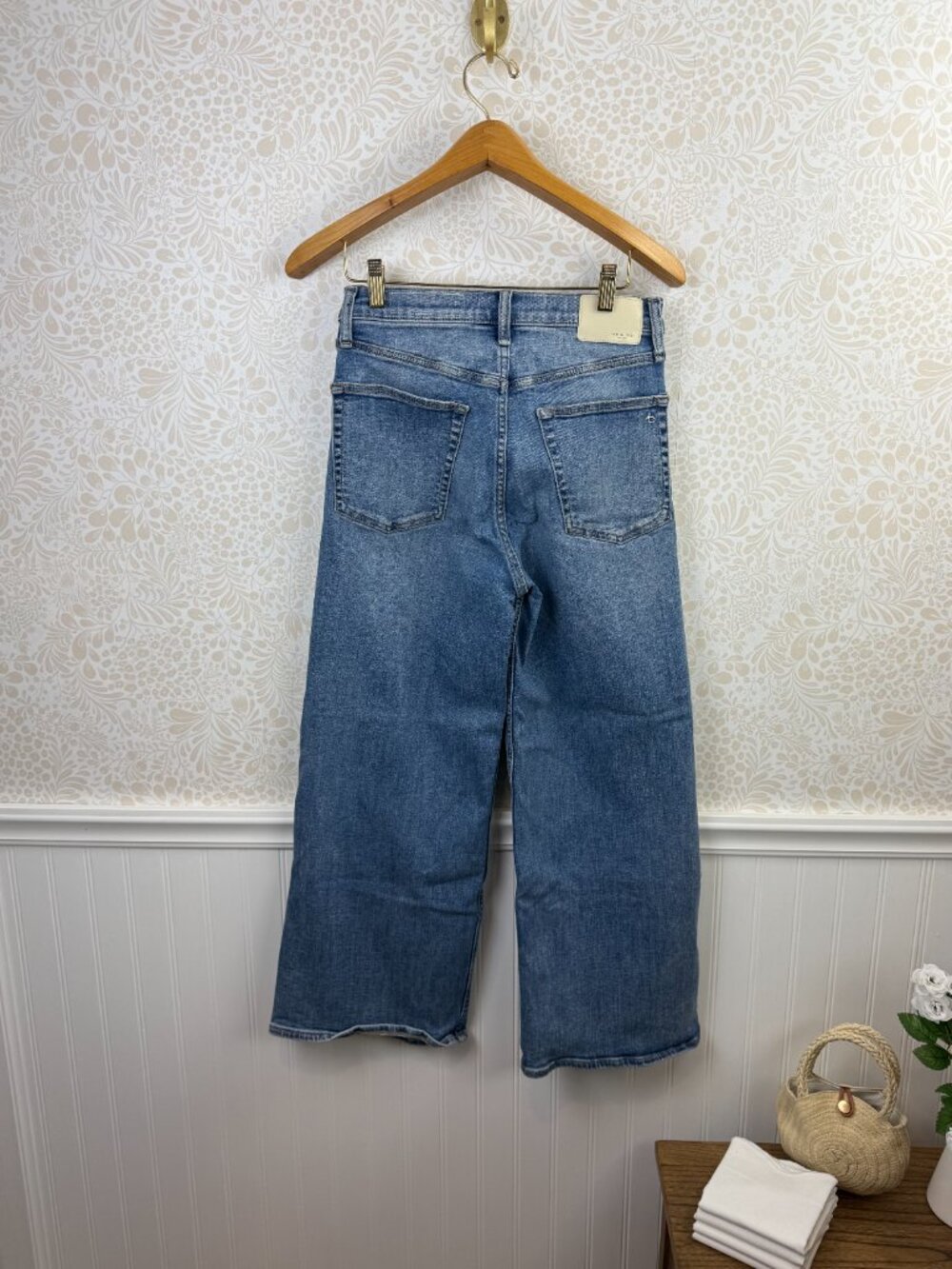 rag & bone Pewter Light Wash Sofie Ankle-Length Wide-Leg Jeans - Size - 26 - Picture 3 of 6